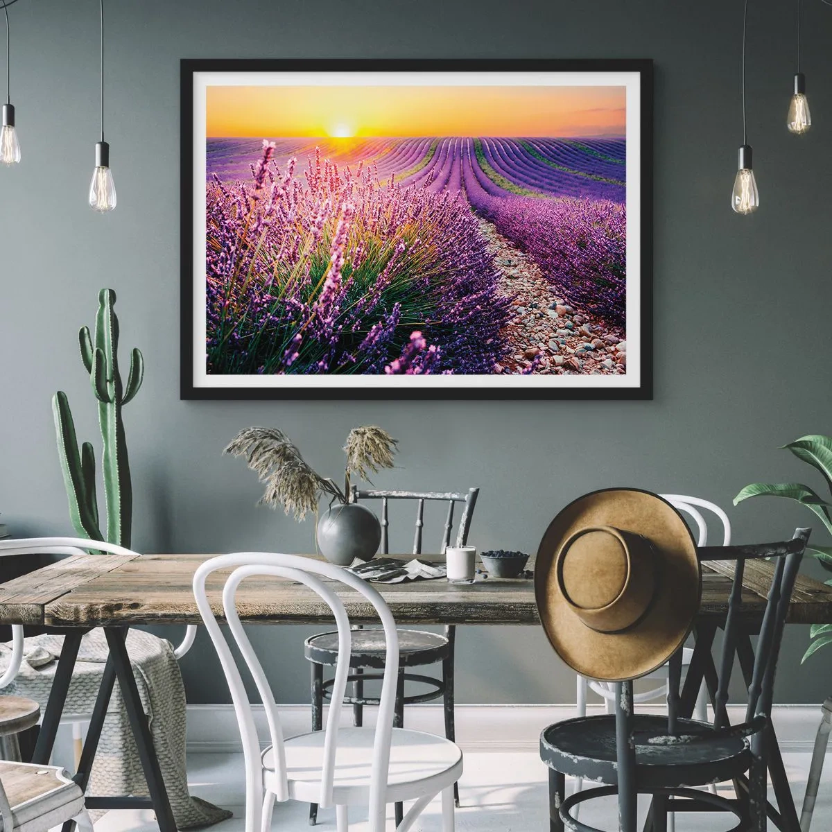 Plagát v čiernom ráme - Voňavý lán - 70x50 cm
