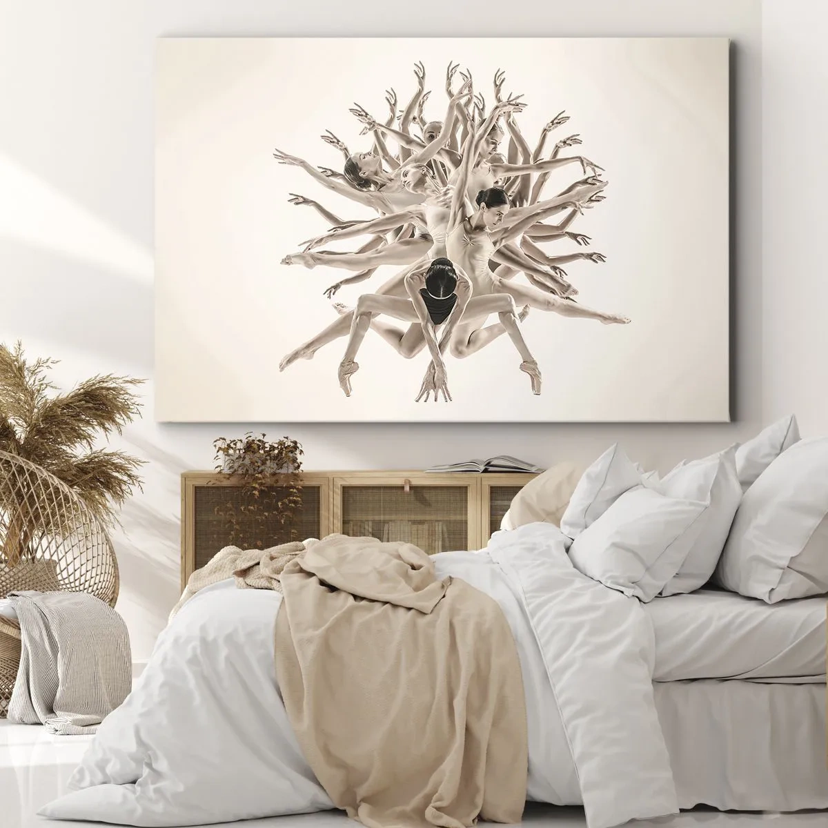 Obraz na plátne - Abstraktná kompozícia tanečníkov v pohybe - 70x50cm - Rozkvet v tanci - Moderná nástenná dekorácia do obývacej izby a spálne ARTTOR