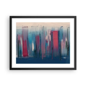 Plagát v čiernom ráme - Vertikálna kompozícia v modrej a červenej - 50x40 cm