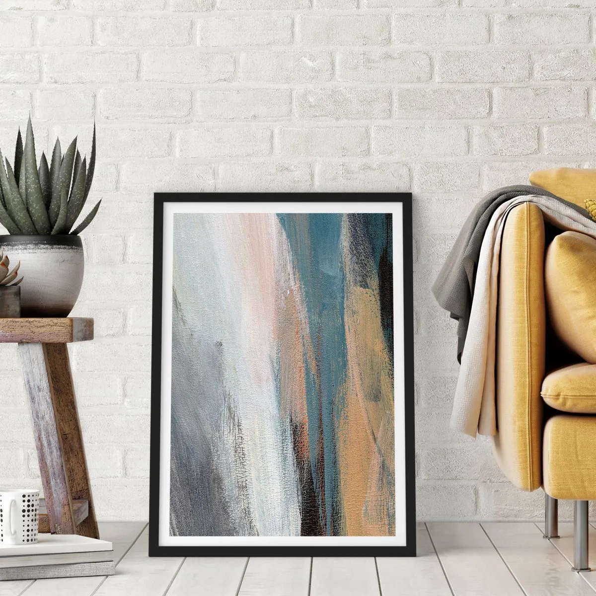 Plagát v čiernom ráme - Abstrakcia: severná krajina - 70x100 cm