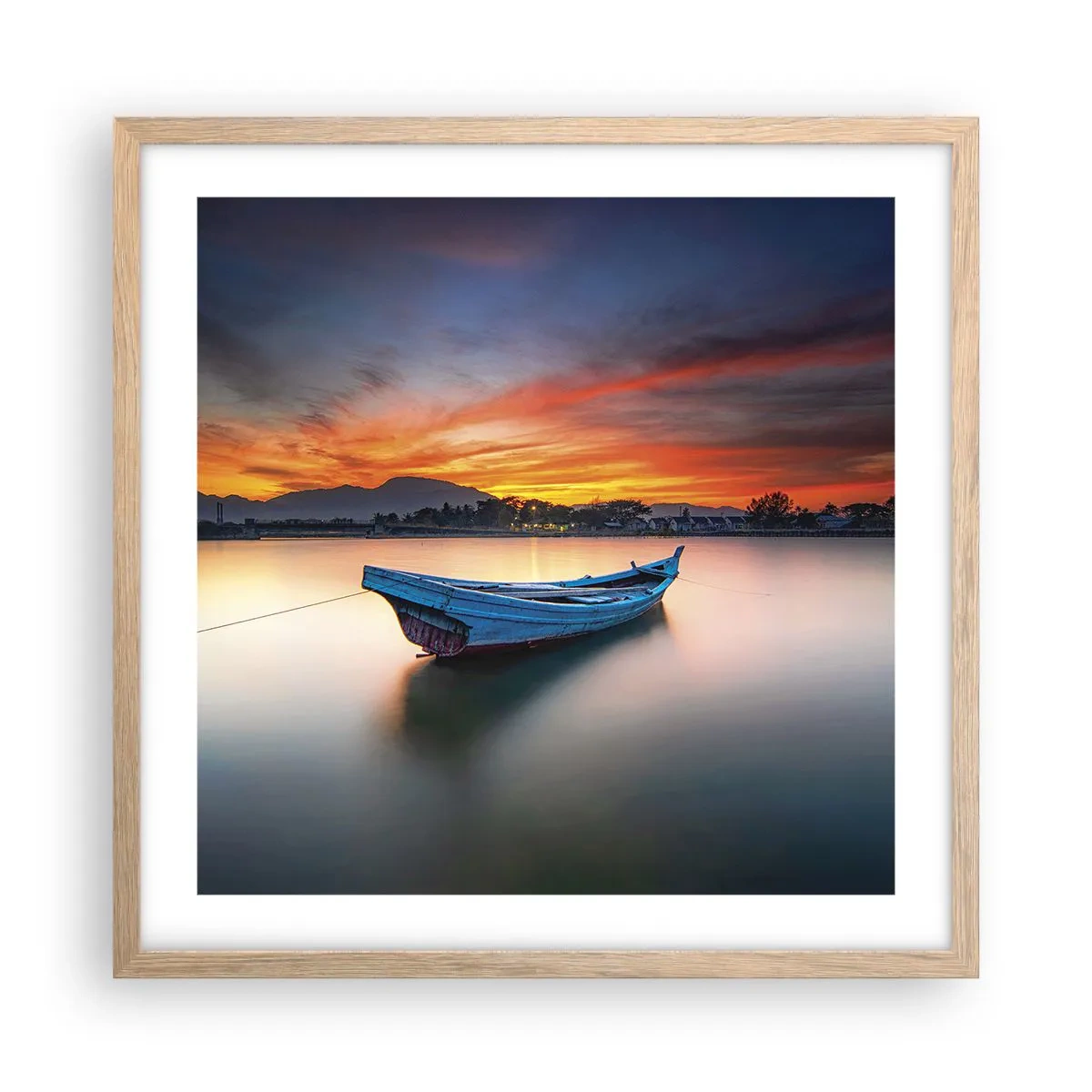 Plagát v ráme zo svetlého duba - Blíži sa dobrá noc - 50x50 cm