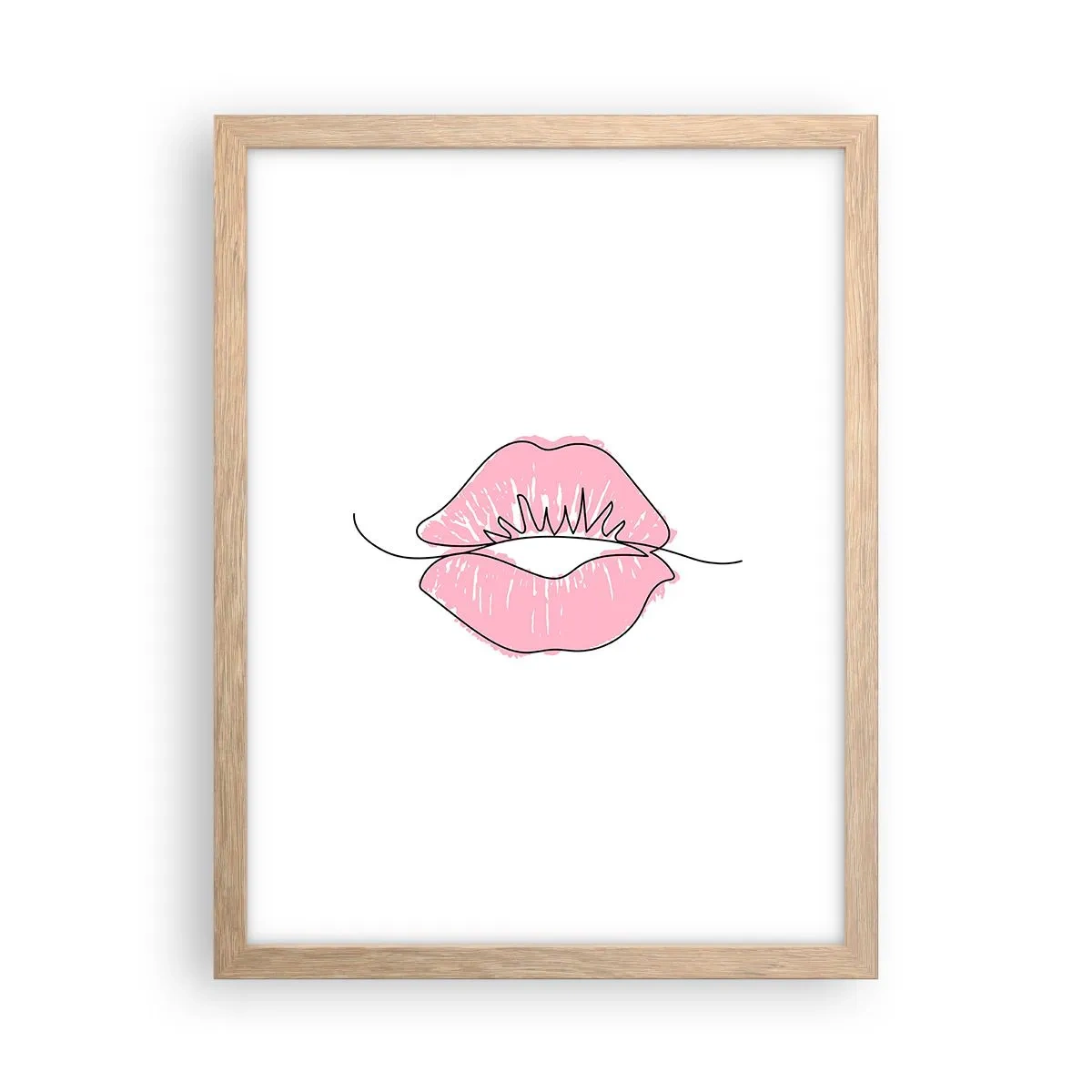 Plagát v ráme zo svetlého duba - Si pripravený na bozk? - 30x40 cm