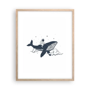 Plagát v ráme zo svetlého duba - Vesmírne dobrodružstvo - 40x50 cm