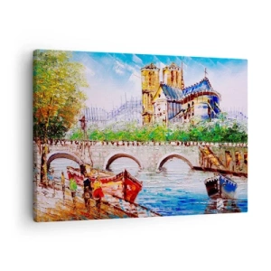 Obraz na plátne - Krajina s mostom a katedrálou v klasicistickom štýle - 70x50cm - Ich čas nikdy neskončí - Moderná nástenná dekorácia do obývacej izby a spálne ARTTOR