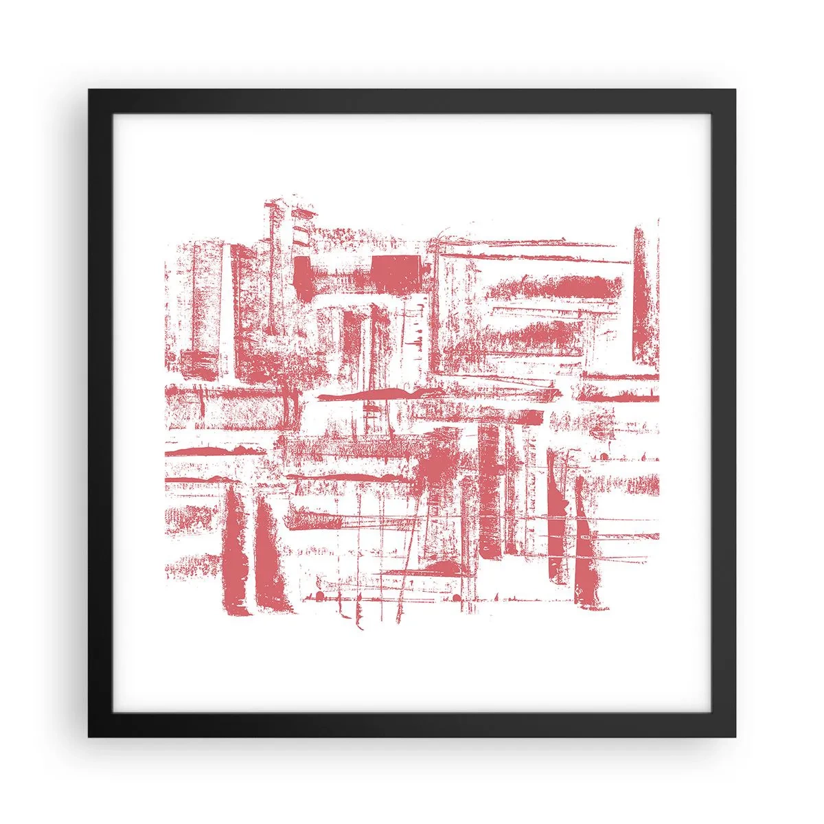 Plagát v čiernom ráme - Červené mesto - 40x40 cm