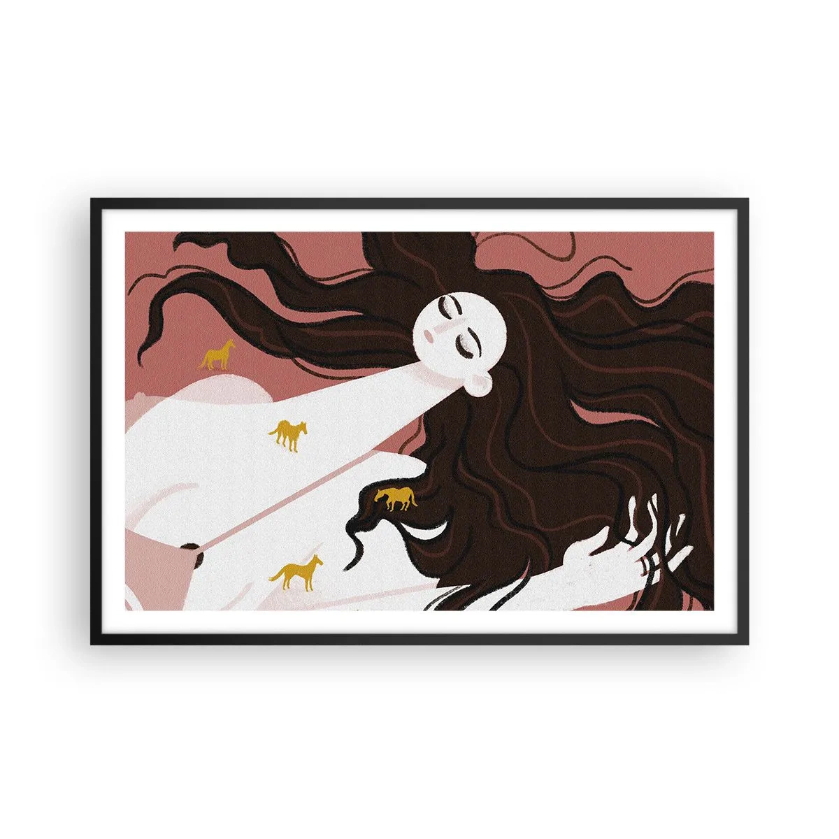 Plagát v čiernom ráme - Sen o zlatom koni - 91x61 cm