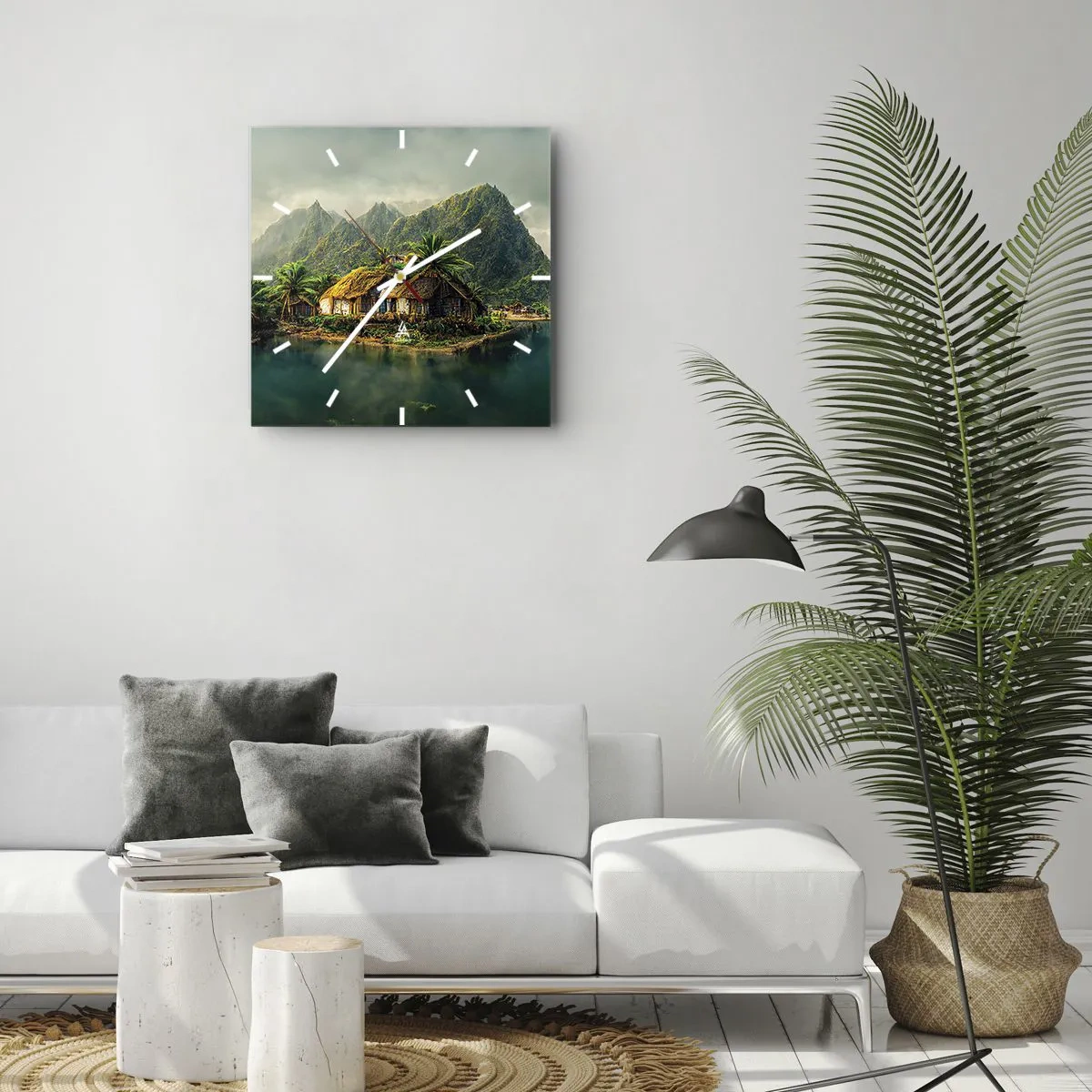 Nástenné hodiny - Tropický raj - 30x30 cm