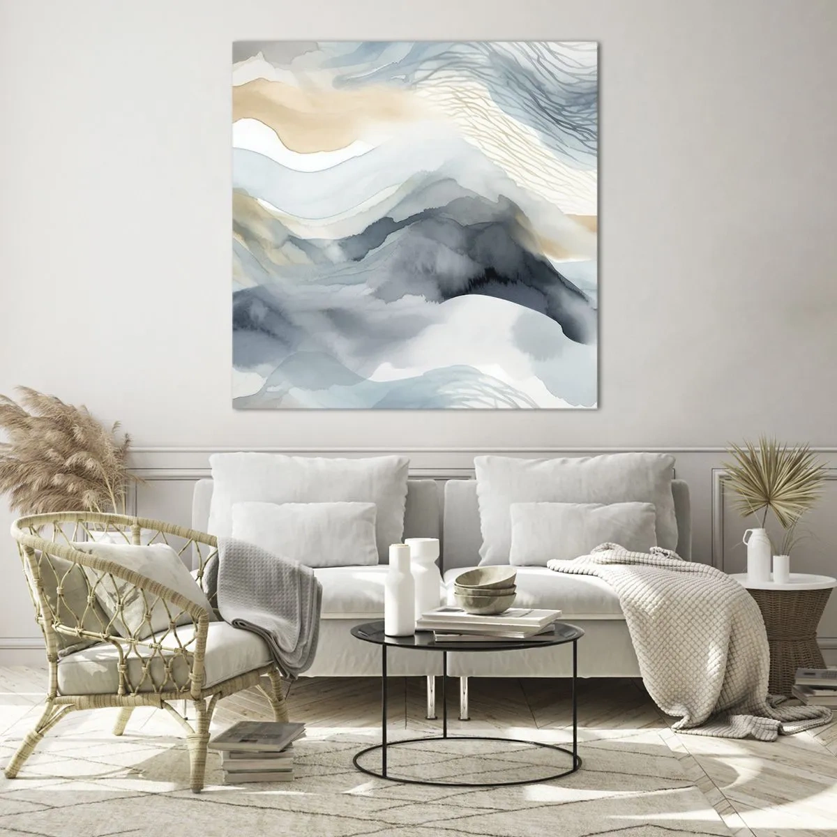 Obraz na skle - Abstrakcia snehu a hmly - 50x50 cm