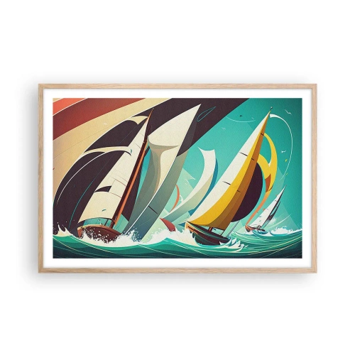 Plagát v ráme zo svetlého duba - Ako vychádzať so živlami - 91x61 cm