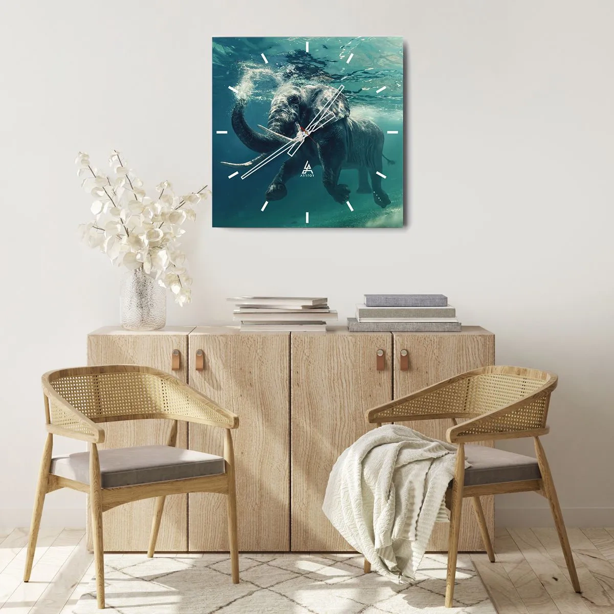 Nástenné hodiny - Všetci radi plávajú - 40x40 cm