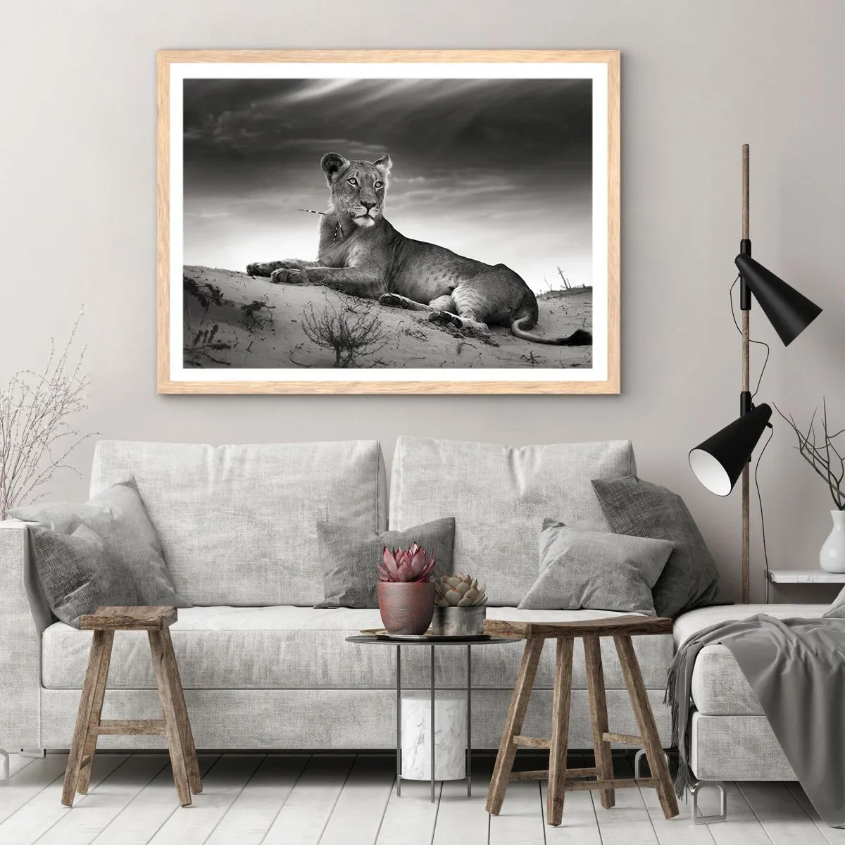 Plagát v ráme zo svetlého duba - Odpočinok kráľovnej púšte - 40x30 cm