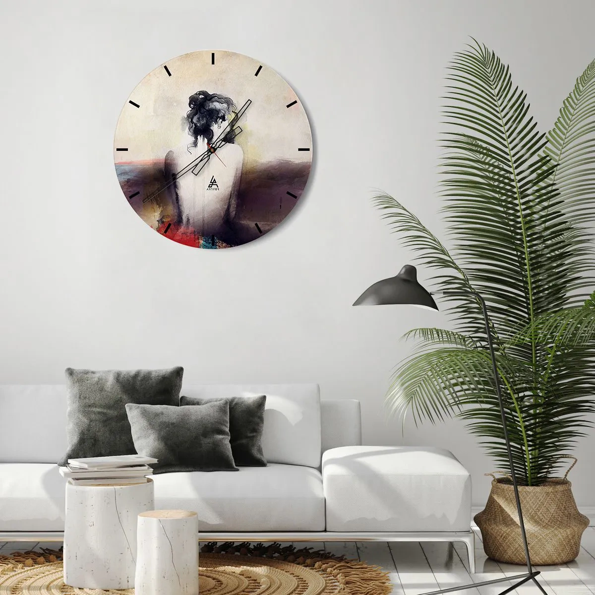 Nástenné hodiny - Jemné línie, oválne tvary - 40x40 cm