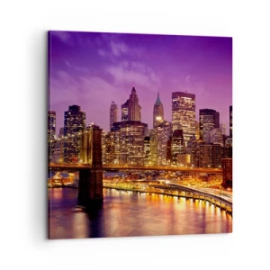 Obraz na plátne - Fialovo-zlatý Manhattan - 60x60 cm