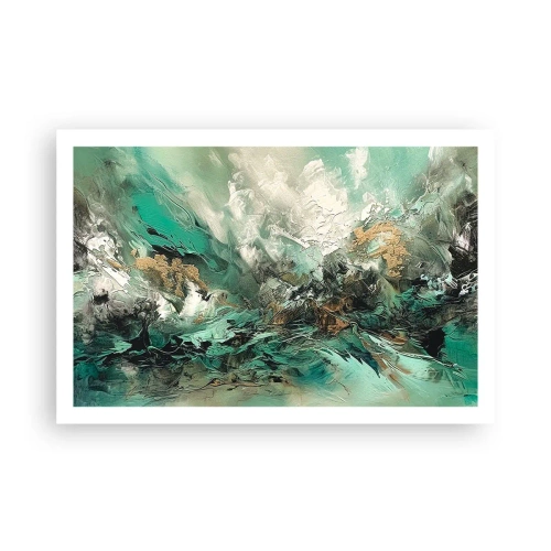 Plagát - Smaragdovočierne vlnobitie - 91x61 cm
