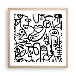 Plagát v ráme zo svetlého duba - Tváre a preludy - 50x50 cm