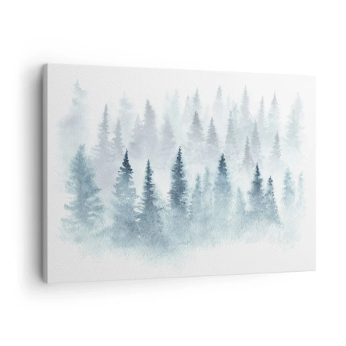 Obraz na plátne - Ihličnaté lesy zahalené v jemnej hmle - 70x50cm - Zahalené hmlou - Moderná nástenná dekorácia do obývacej izby a spálne ARTTOR