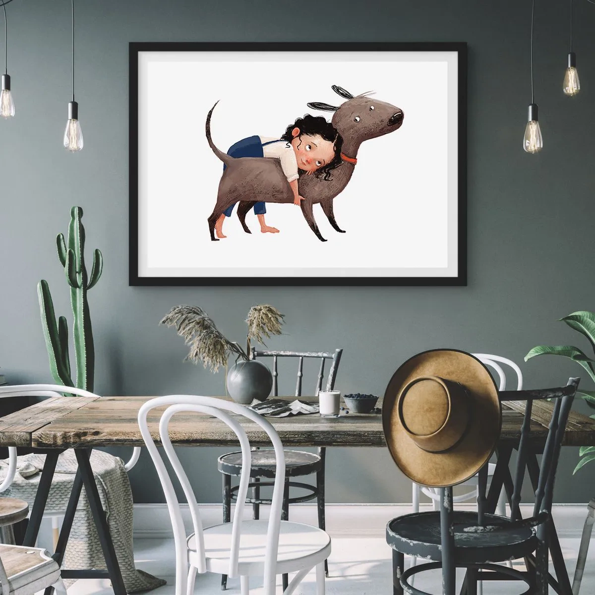 Plagát v čiernom ráme - Najlepší priatelia - 70x50 cm