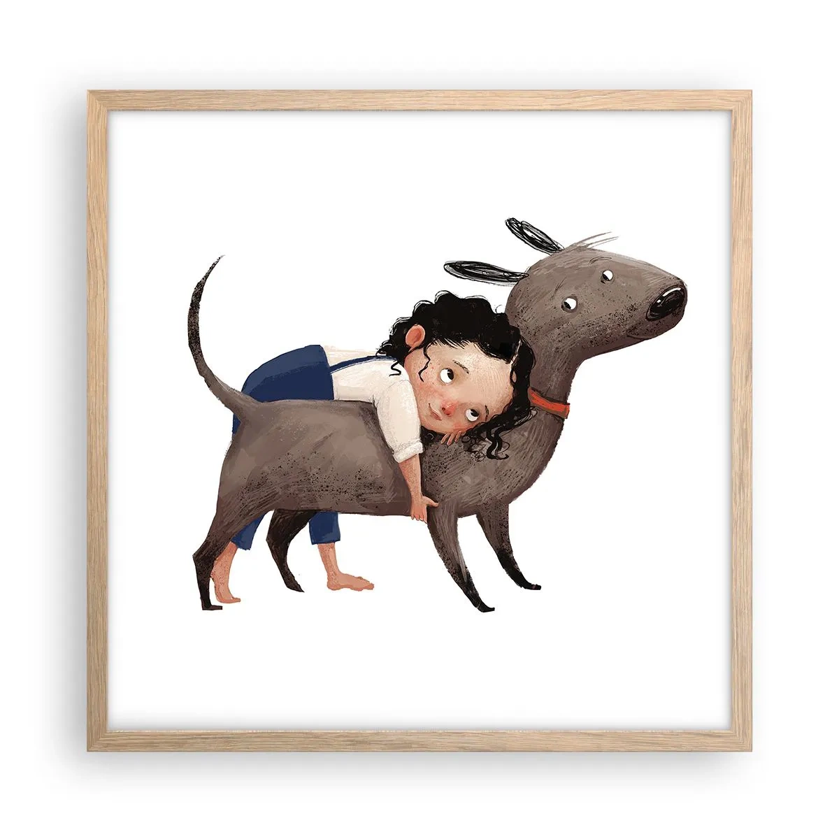 Plagát v ráme zo svetlého duba - Najlepší priatelia - 50x50 cm