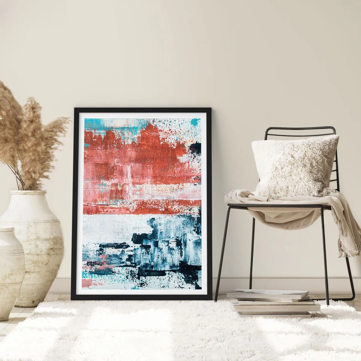 Plagát v čiernom ráme - Abstraktné pol na pol - 70x100 cm