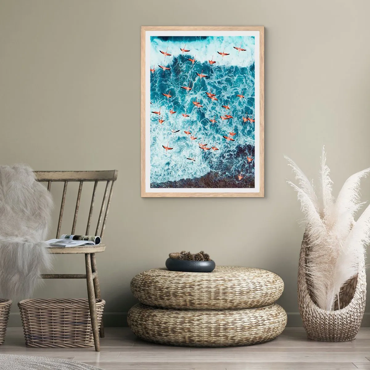 Plagát v ráme zo svetlého duba - Prímorský sprievod - 61x91 cm