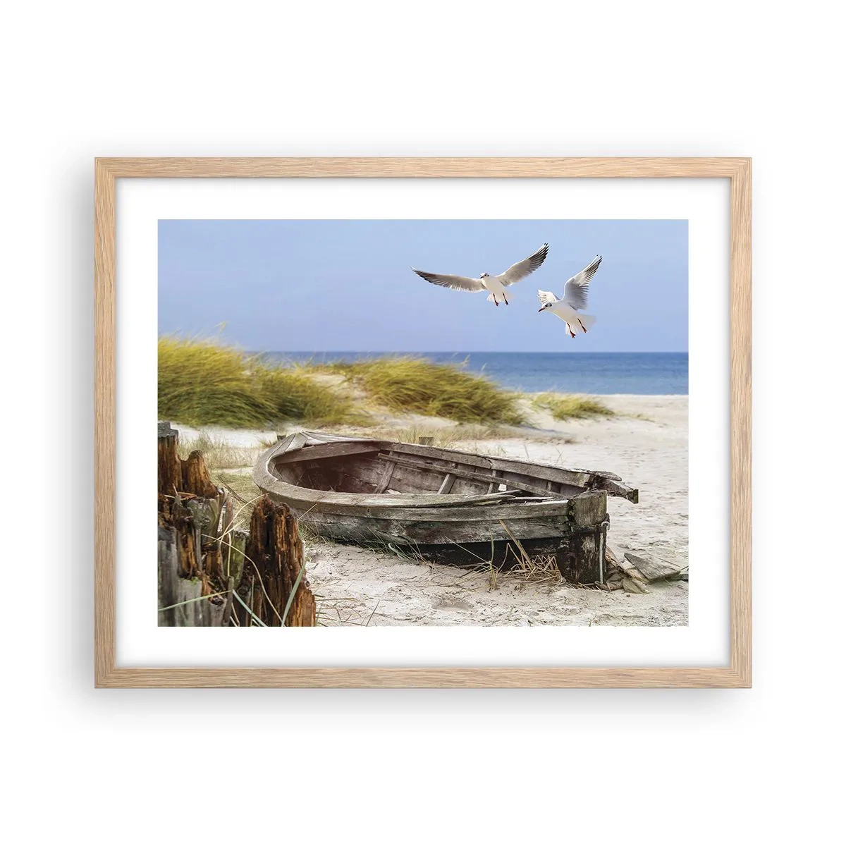 Plagát v ráme zo svetlého duba - Vetrom ožiarené - 50x40 cm