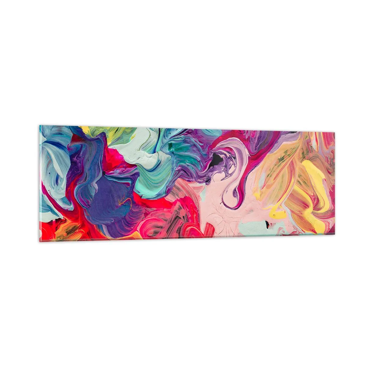Obraz na skle - Zrodenie farieb - 90x30 cm