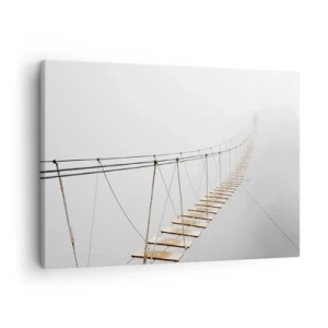 Obraz na plátne - Visutý most v hmle z minimalistickej perspektívy - 70x50cm - Kam vás zavedie? - Moderná nástenná dekorácia do obývacej izby a spálne ARTTOR