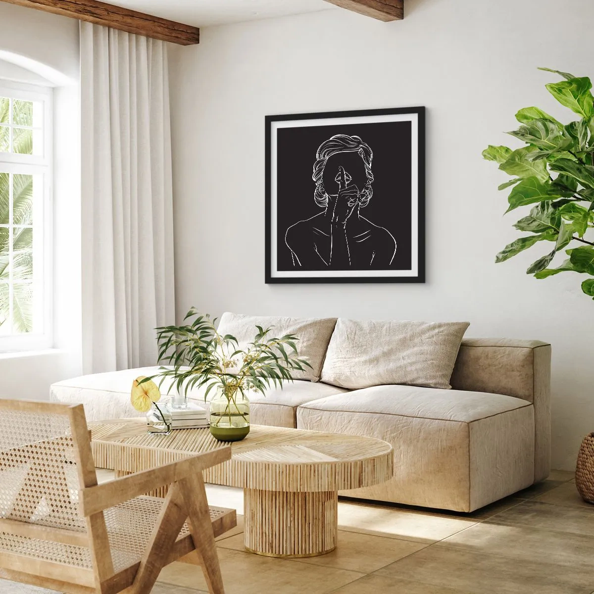 Plagát v čiernom ráme - Krása rozkvitá v tichu - 40x40 cm