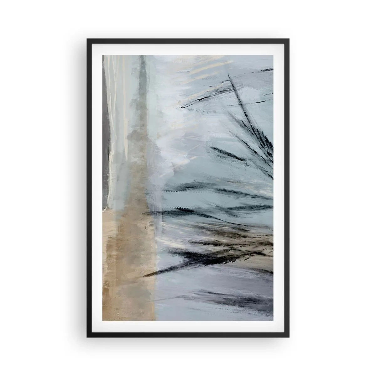 Plagát v čiernom ráme - Zimné polia - 61x91 cm