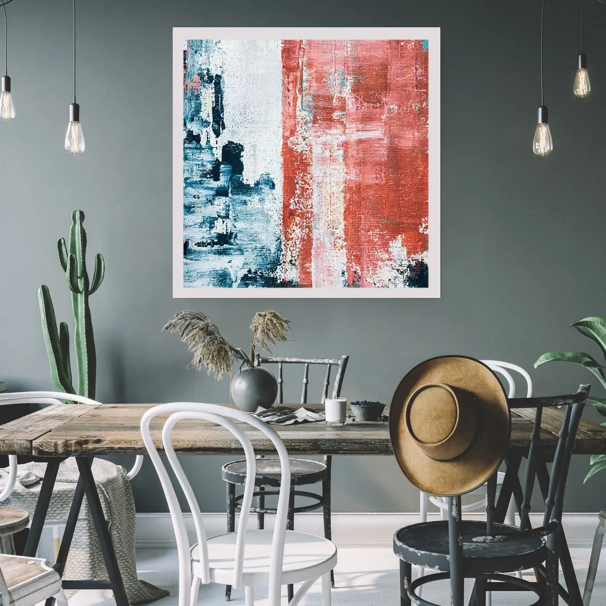 Plagát - Abstraktné pol na pol - 60x60 cm