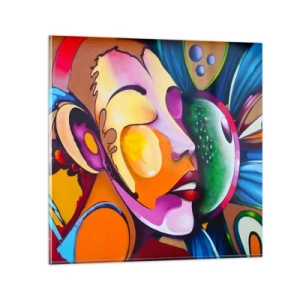 Obraz na skle - Dotknúť sa farbou - 70x70 cm