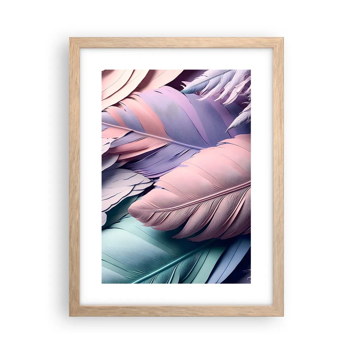 Plagát v ráme zo svetlého duba - Vtáčí štýl - 30x40 cm