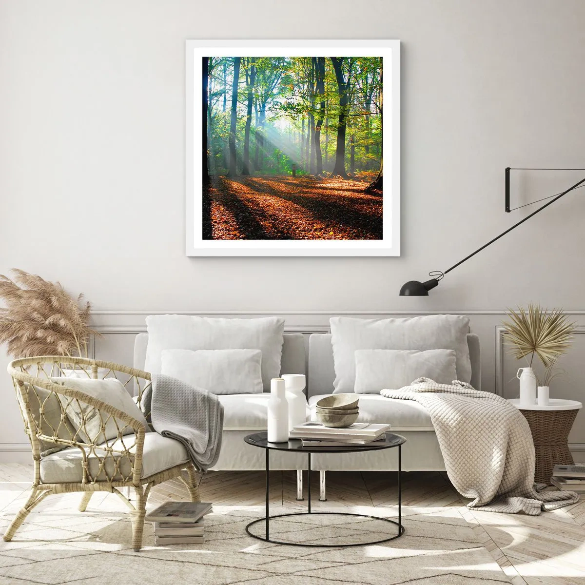 Plagát v bielom ráme - Svetlá a tiene - 50x50 cm