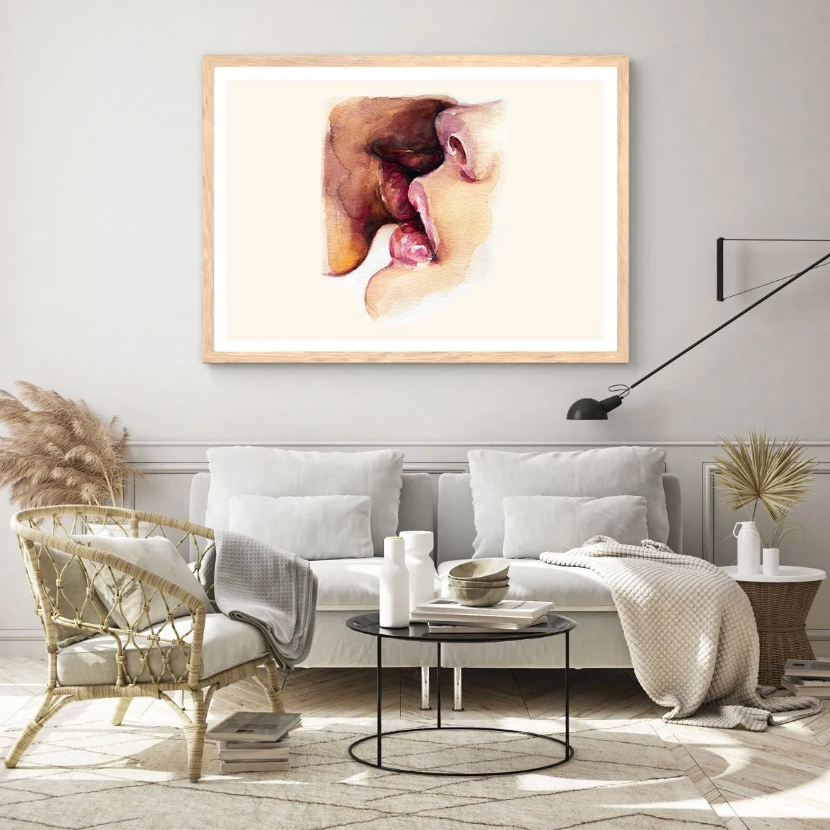 Plagát v ráme zo svetlého duba - Ako noc a deň, zem a nebo - 100x70 cm