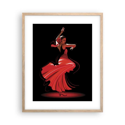 Plagát v ráme zo svetlého duba - Horúca duša flamenco - 40x50 cm