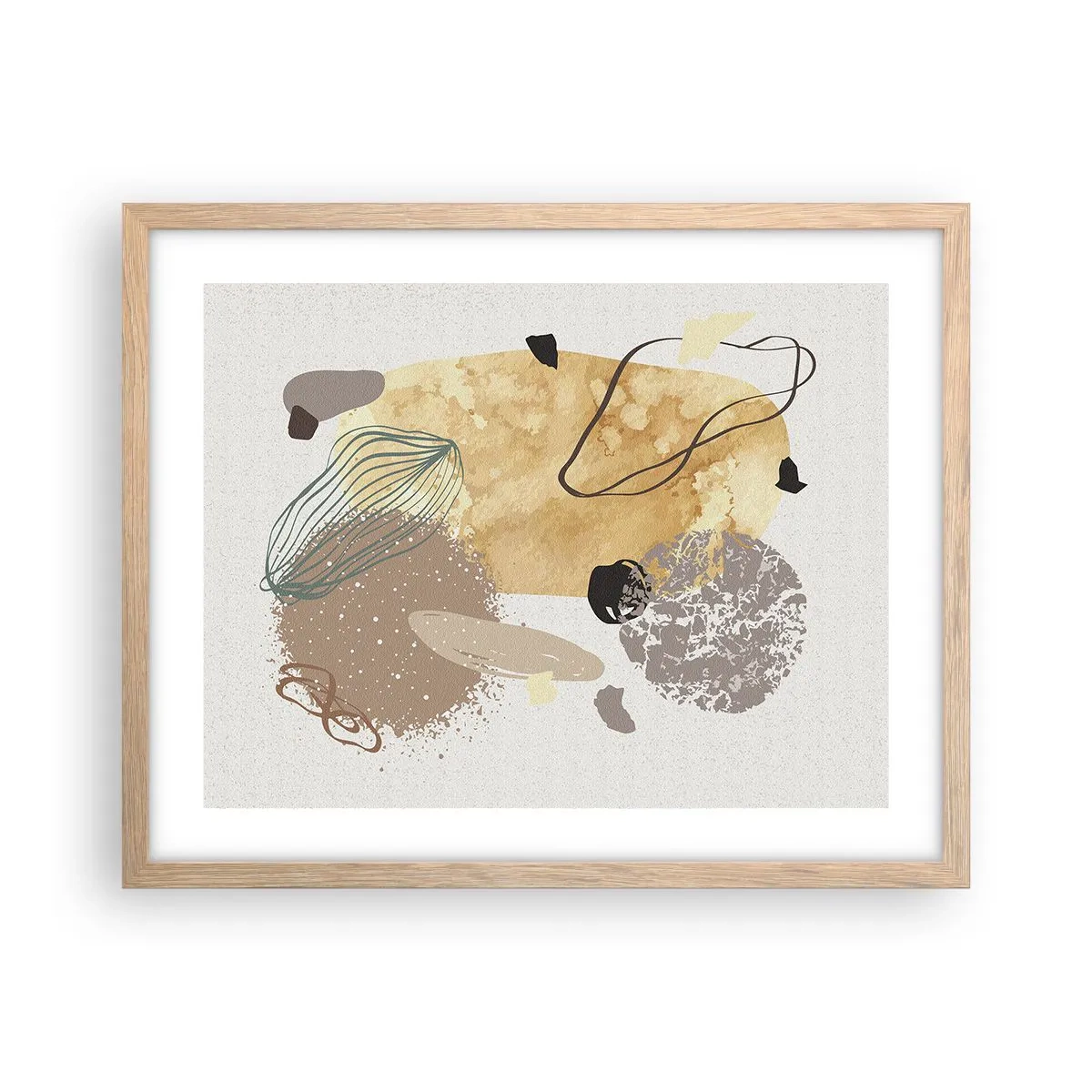 Plagát v ráme zo svetlého duba - Abstraktná slivka - 50x40 cm
