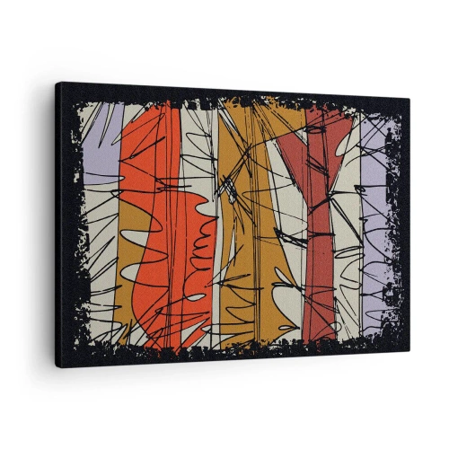 Obraz na plátne - Abstraktná kompozícia v intenzívnych farbách - 70x50cm - Spontánna kompozícia - Moderná nástenná dekorácia do obývacej izby a spálne ARTTOR
