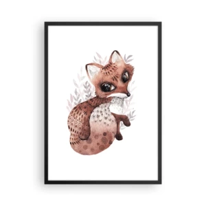 Plagát v čiernom ráme - Roztomilá akvarelová líška na bielom pozadí - 50x70cm - Proste sa zamilovať - Moderná nástenná dekorácia do obývacej izby a spálne ARTTOR