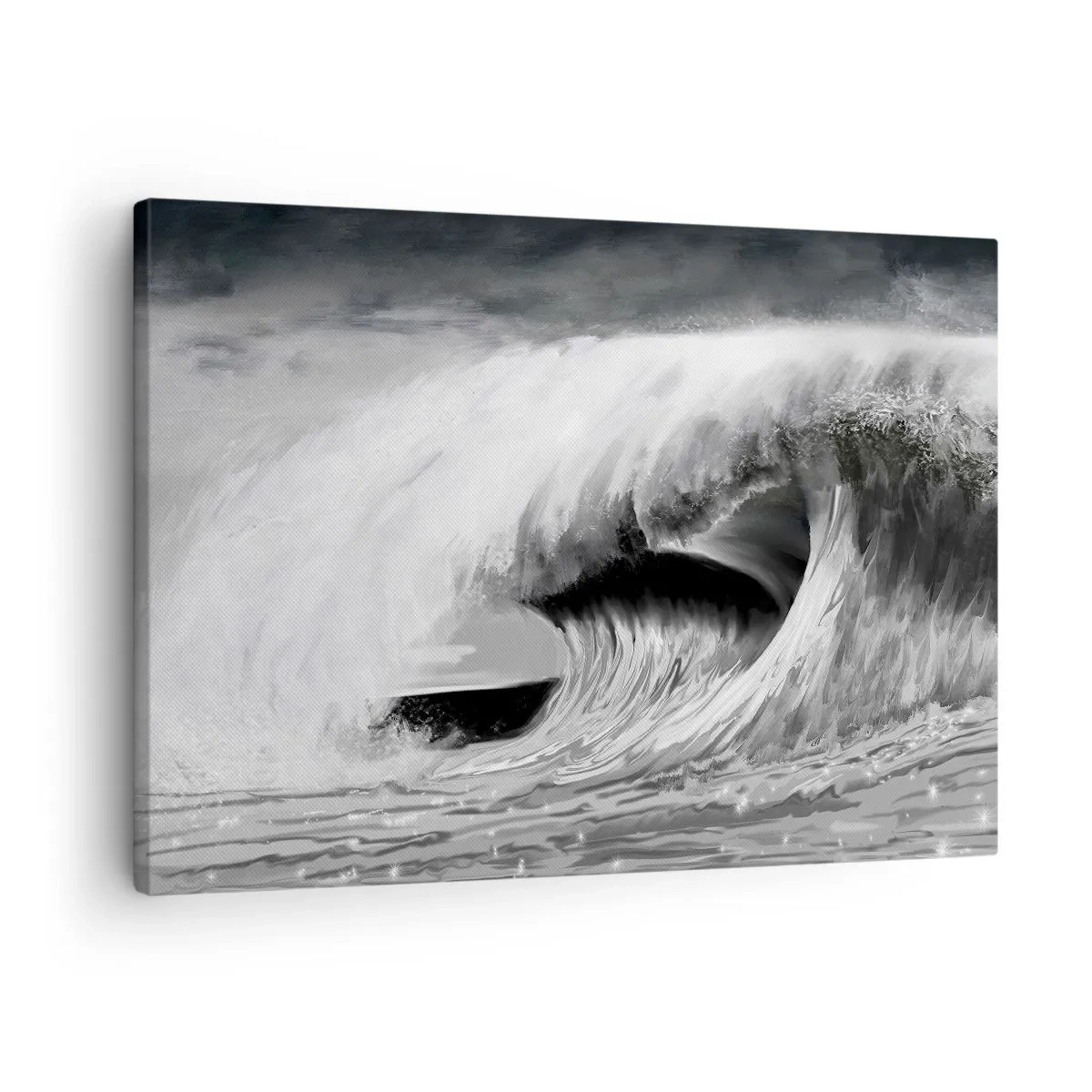 Obraz na plátne - Dramatická oceánska vlna v monochromatickom štýle - 70x50cm - Hnev oceánu - Moderná nástenná dekorácia do obývacej izby a spálne ARTTOR