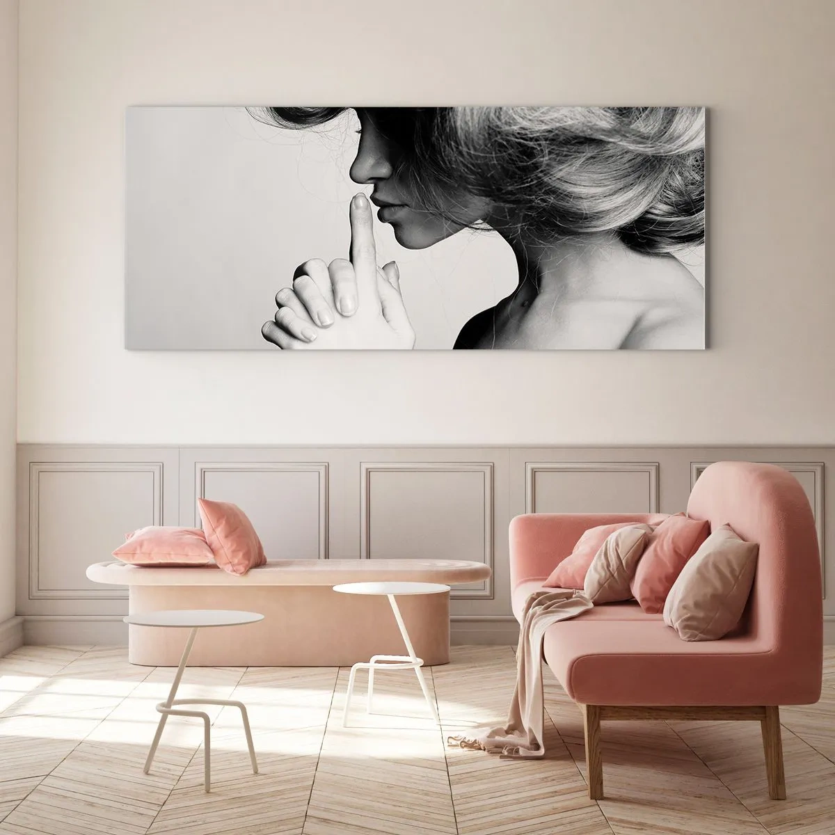 Obraz na skle - Zahľadená do seba - 100x40 cm