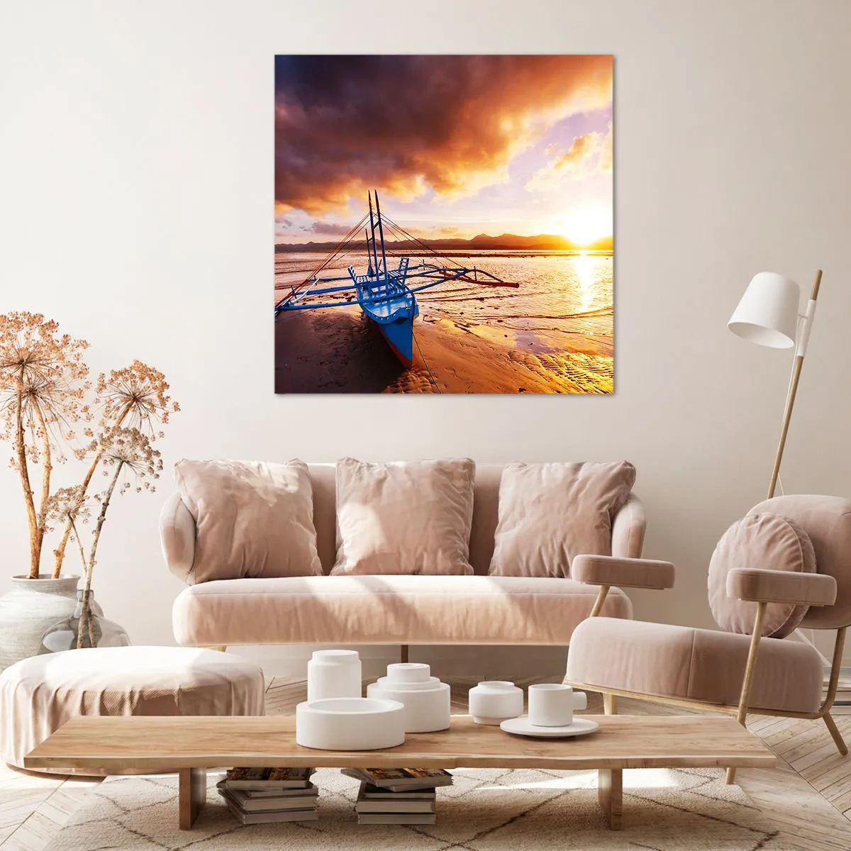 Obraz na plátne - Po celom dni sa natiahnuť na piesku - 70x70 cm