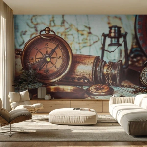 Fototapeta Premium Canvas - Pirátske dobrodružstvo v Karibiku čaká - Námorná, Piráti, Kompas - 300x210 cm