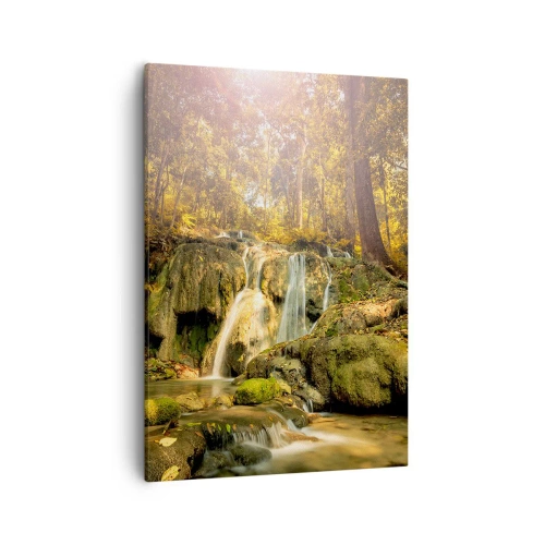 Obraz na plátne - Lesný vodopád v zeleni - 50x70 cm