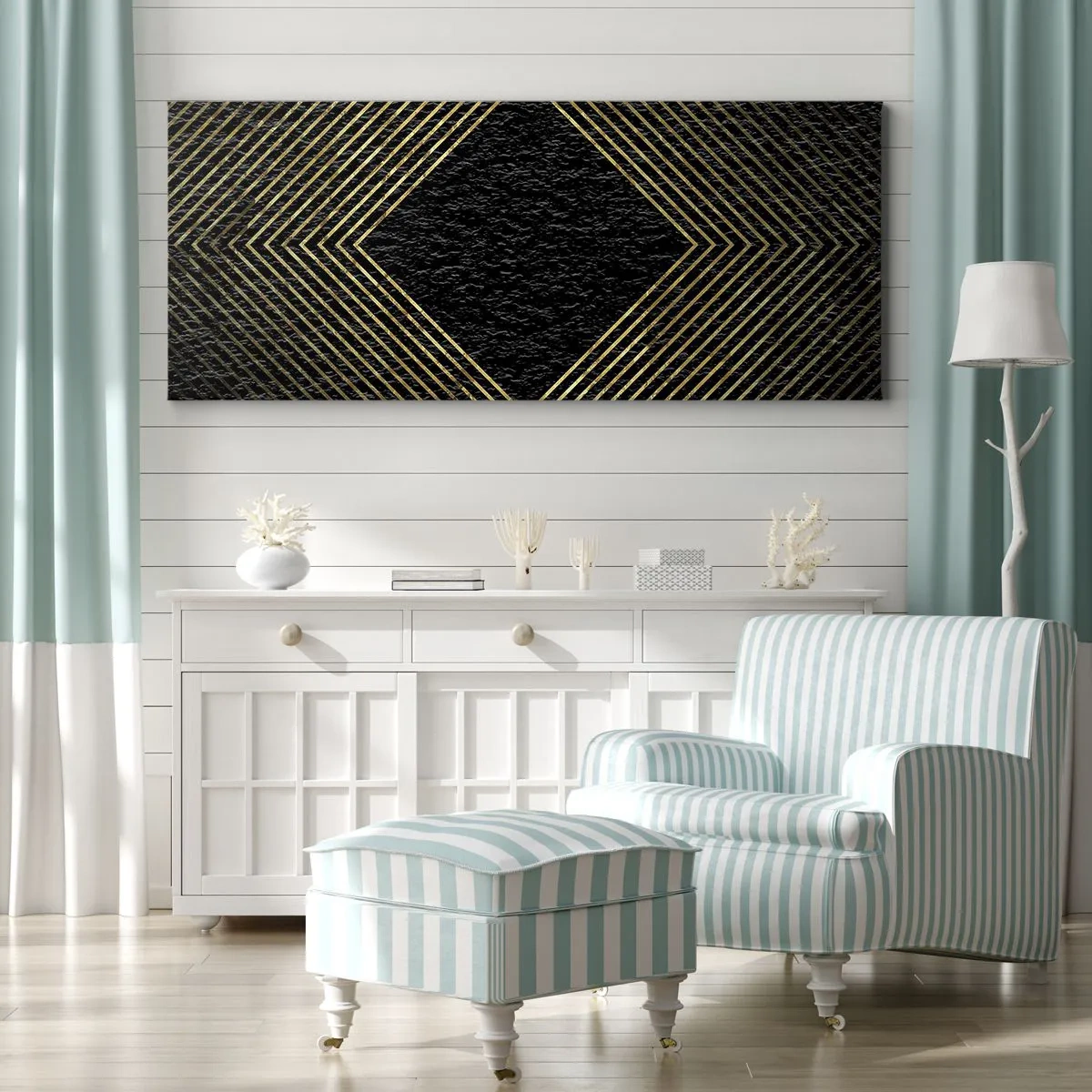 Obraz na plátne - Geometria v štýle glamour - 100x40 cm