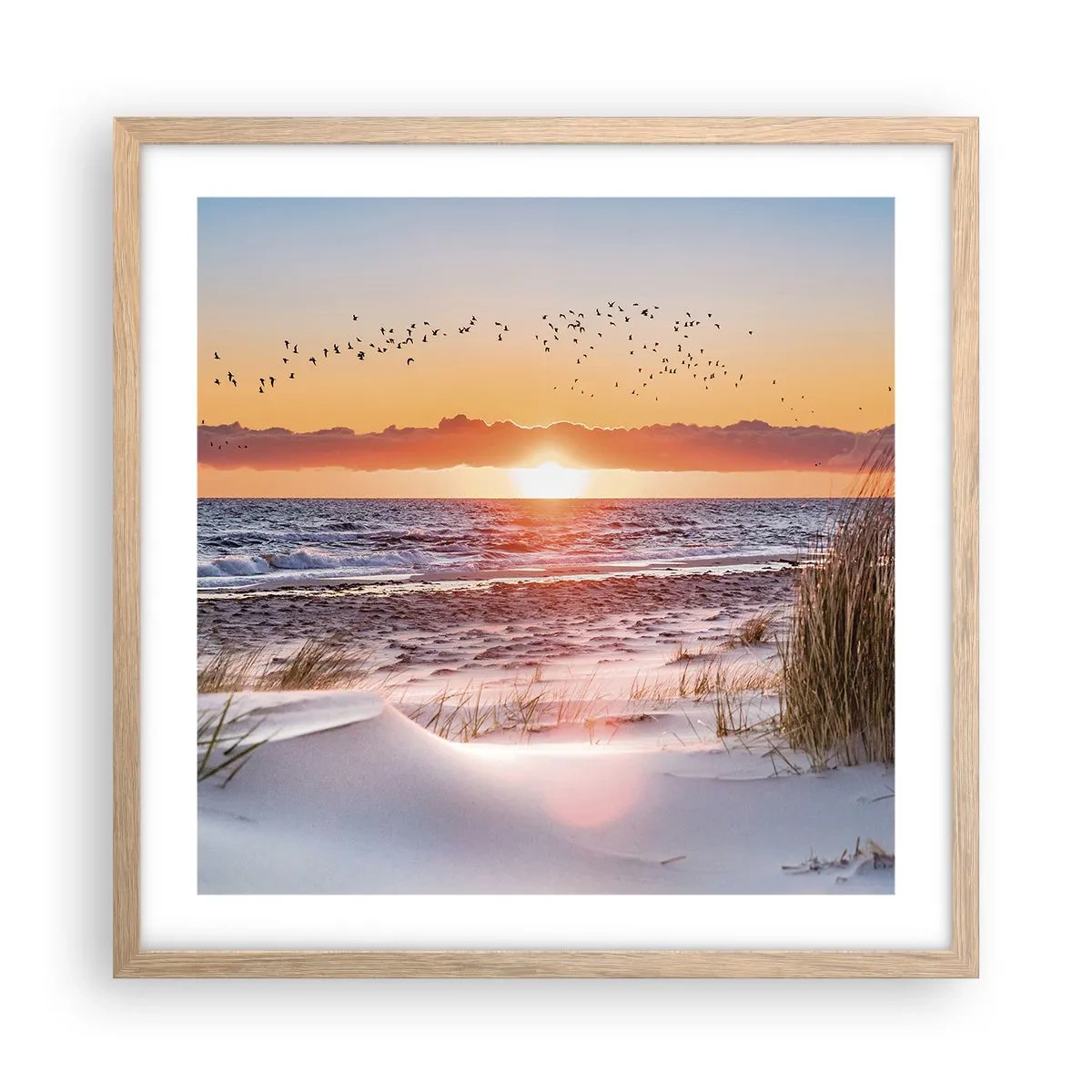 Plagát v ráme zo svetlého duba - Horizontálna krajina - 50x50 cm