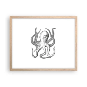 Plagát v ráme zo svetlého duba - Tancujúca s vlnami - 50x40 cm