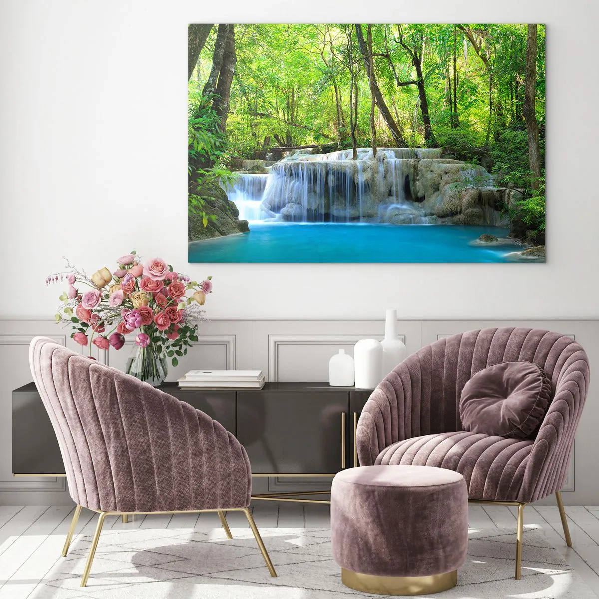 Obraz na skle - Utopiť v tyrkyse a zeleni - 120x80 cm