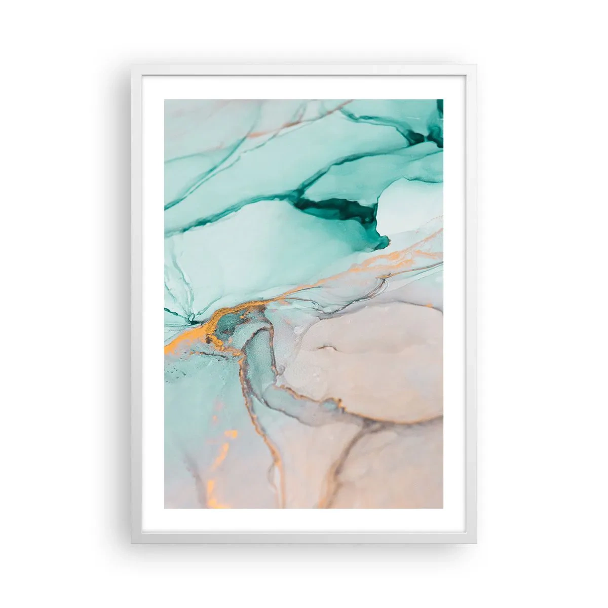 Plagát v bielom ráme - Tanec tvarov a farieb - 50x70 cm