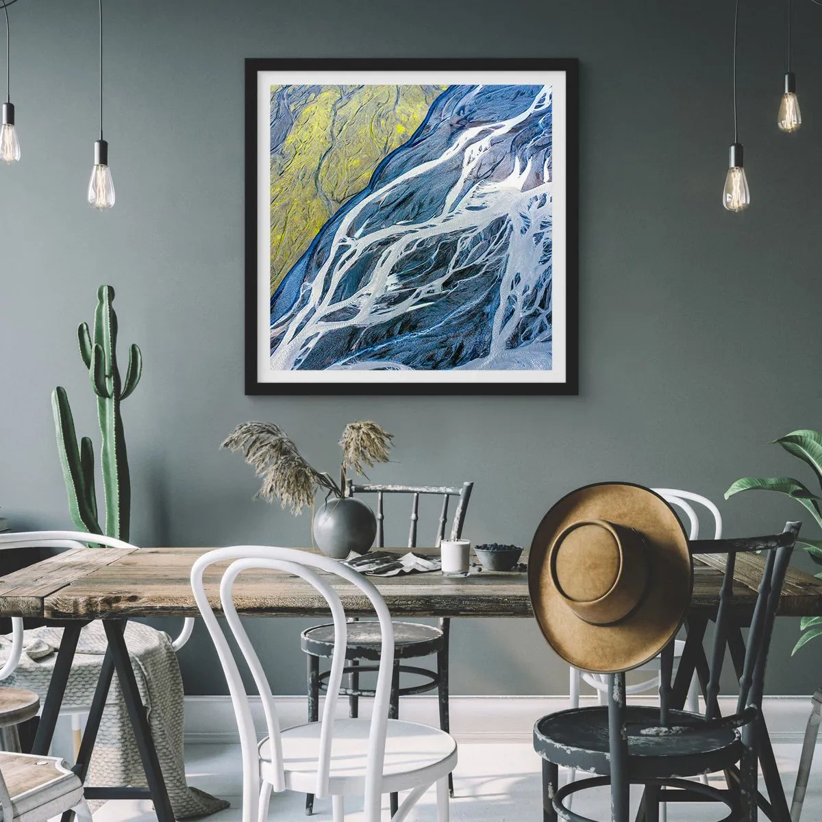 Plagát v čiernom ráme - Jaskynné maľby prírody - 40x40 cm