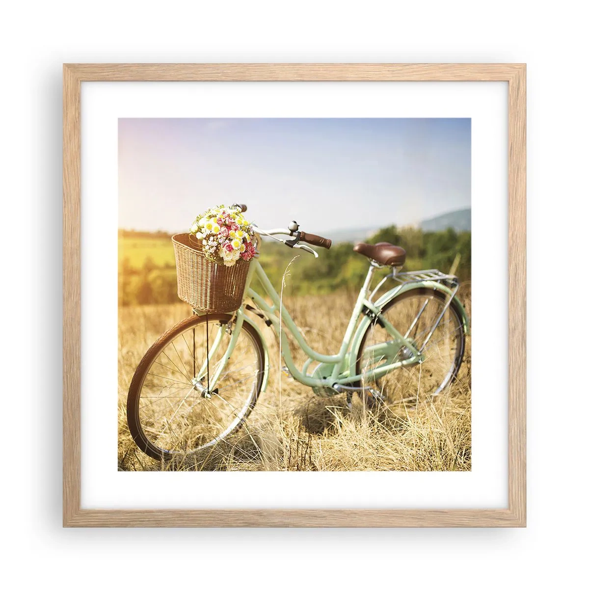 Plagát v ráme zo svetlého duba - Chvíľu tu zostanem - 40x40 cm